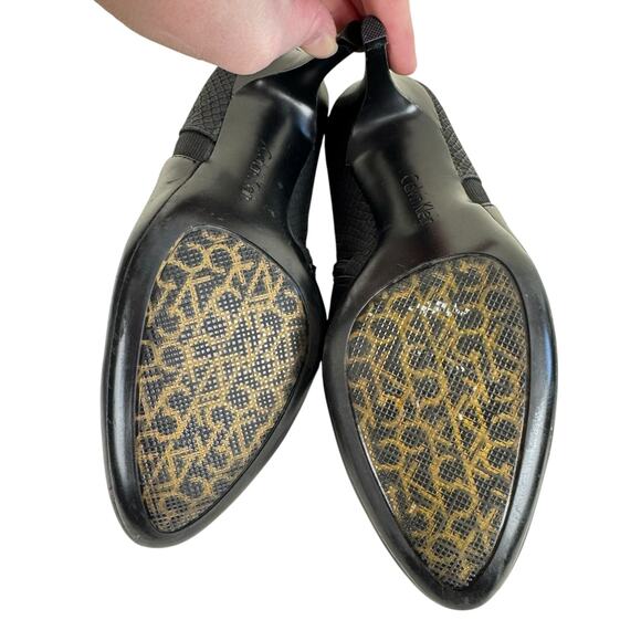 Calvin Klein Jeanine Black Leather Stiletto Ankle Booties High Heels Size 7.5 - Picture 6 of 8
